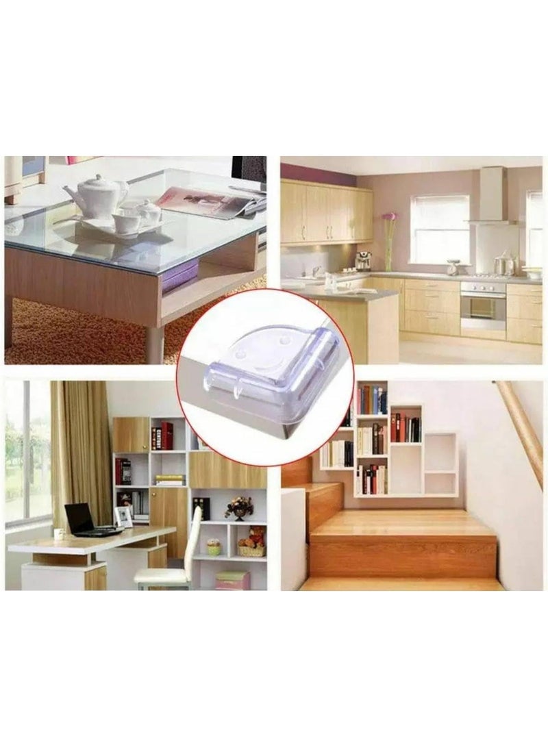 واقيات للحواف والزوايا مقاومة للصدمات من السيليكون للترابيزات والادراج لحماية الاطفال والرضع شكل L، شفافة وذاتية اللصق، 8 قطع H - Image 1